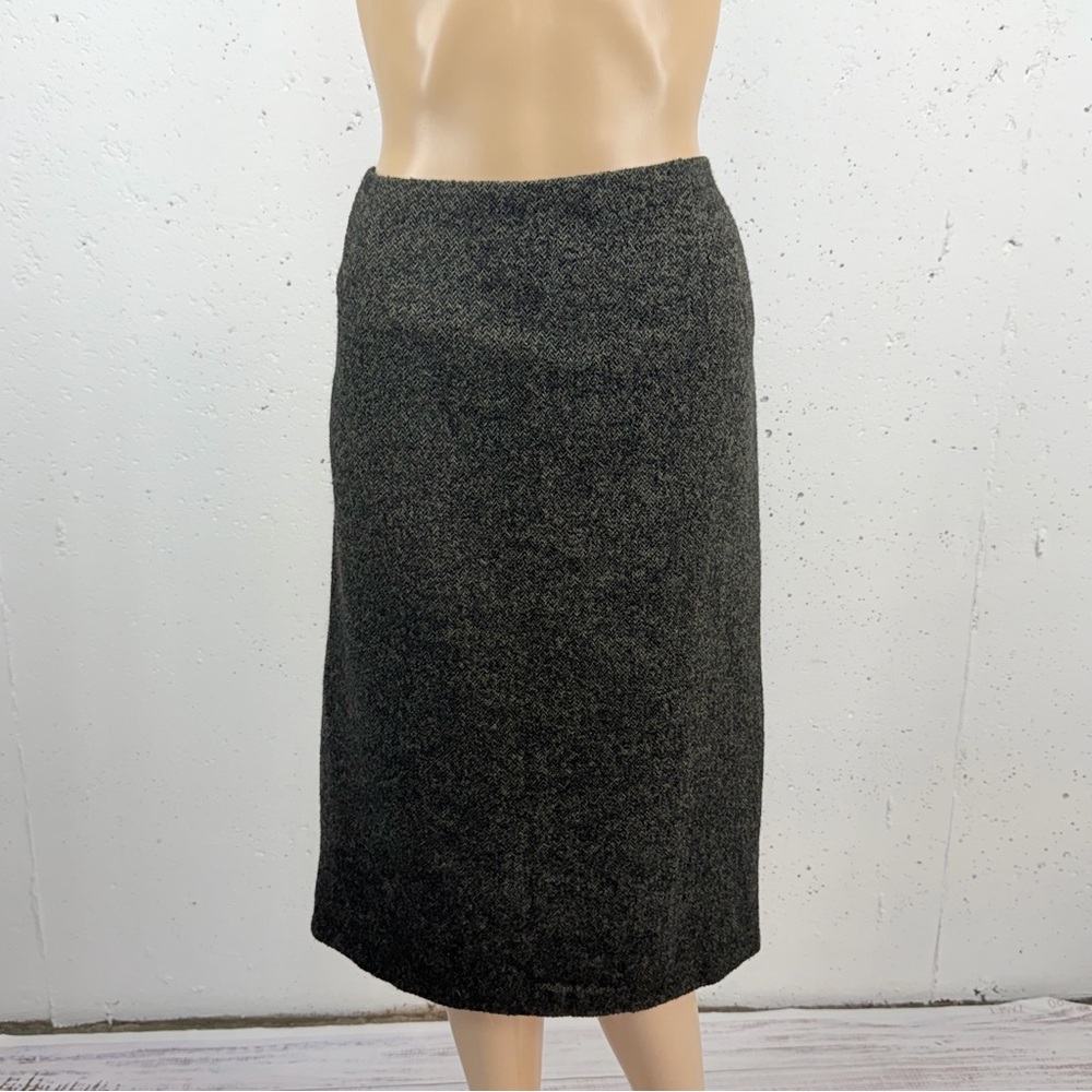 Luisa Spagnoli Women’s size 48 Large Green Herringbone Wool Tweed Blend Skirt